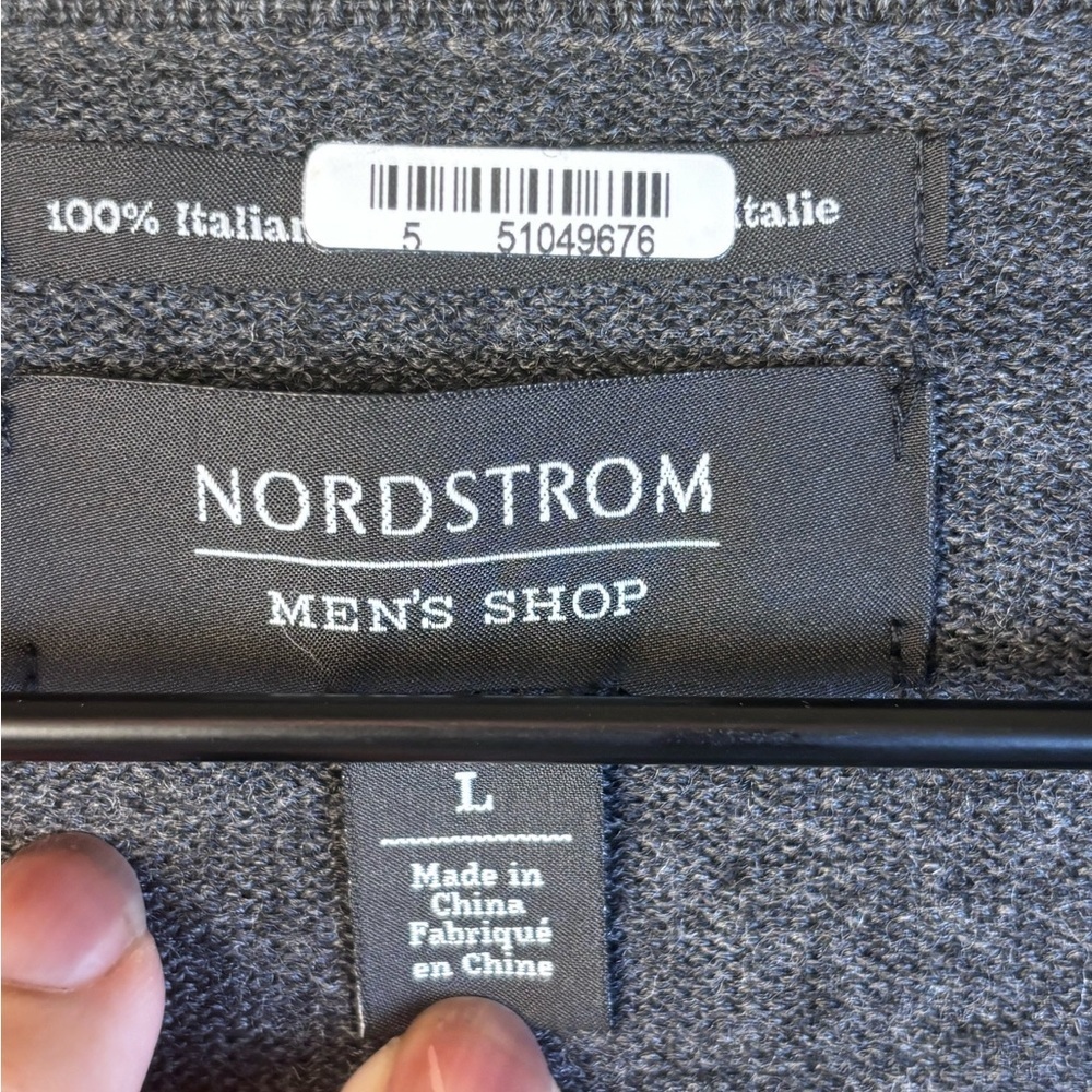 Nordstrom Men’s Shop 100% Italian Merino Wool Pullover Sweater Gray Size Large - Picture 3 of 4